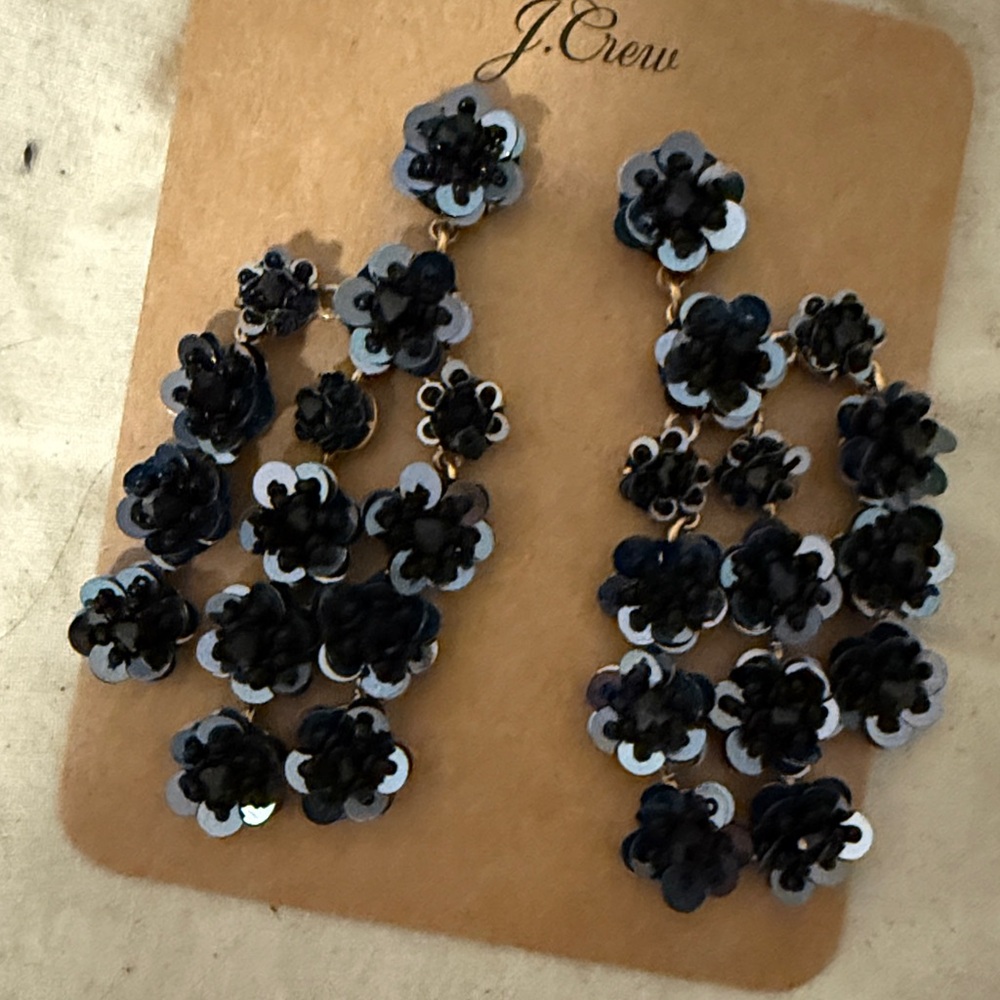 J. Crew Black Floral Statement Earrings - Picture 2 of 2